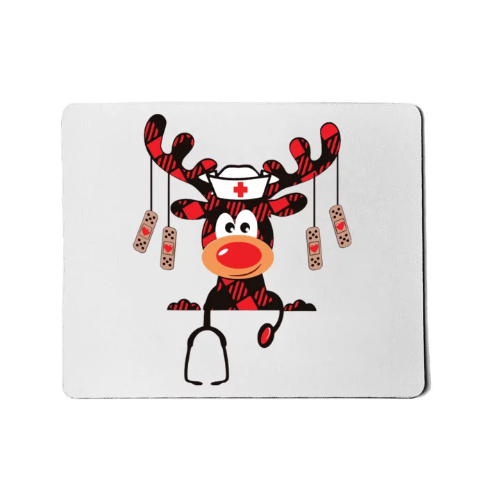 Nurse Christmas Reindeer Nurse Plaid Nicu Rn Lpn Scrub Top Mousepad