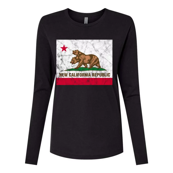 New California Republic Ncr Flag State Distressed Womens Cotton Relaxed Long Sleeve T-Shirt