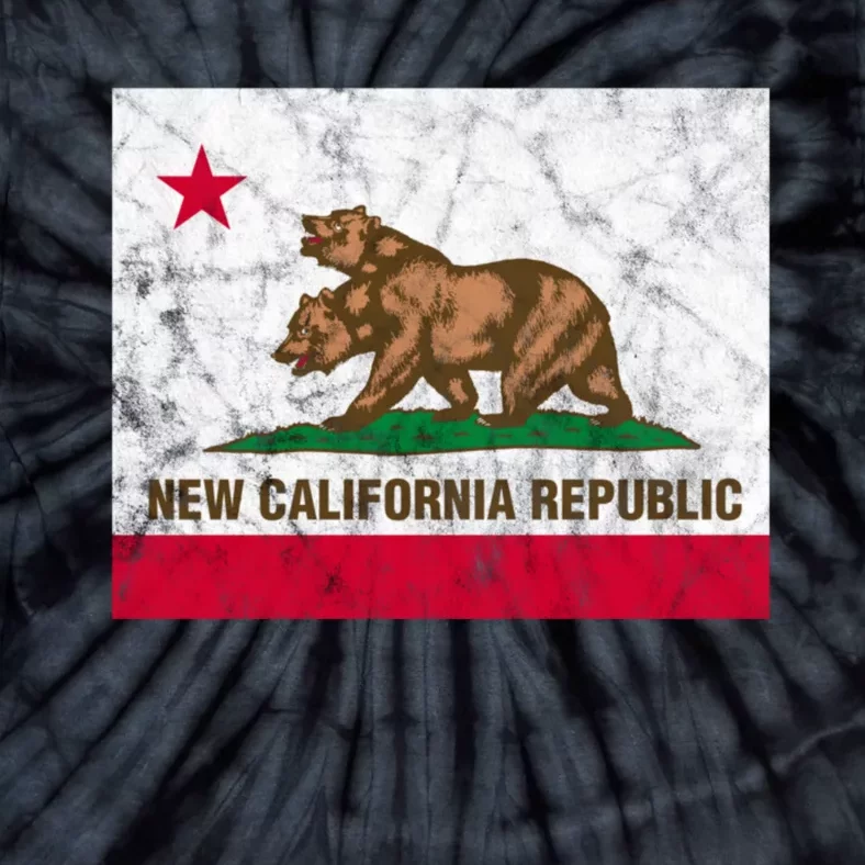 New California Republic Ncr Flag State Distressed Tie-Dye T-Shirt