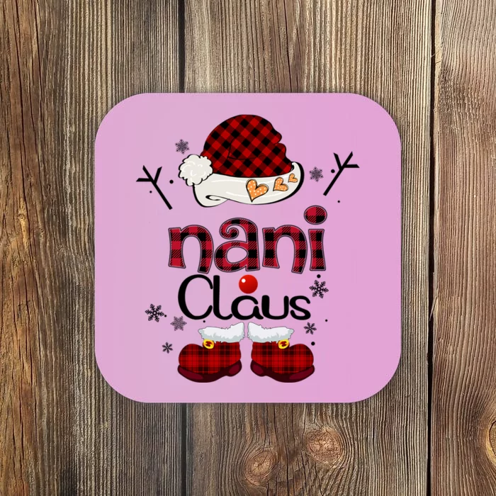 Nani Claus Red Plaid Grandma Gift Coaster