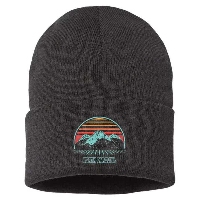 North Carolina Retro Mountain Hiking 80s Style Sustainable Knit Beanie