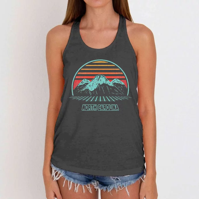 North Carolina Retro Mountain Hiking 80s Style Women's Knotted Racerback Tank