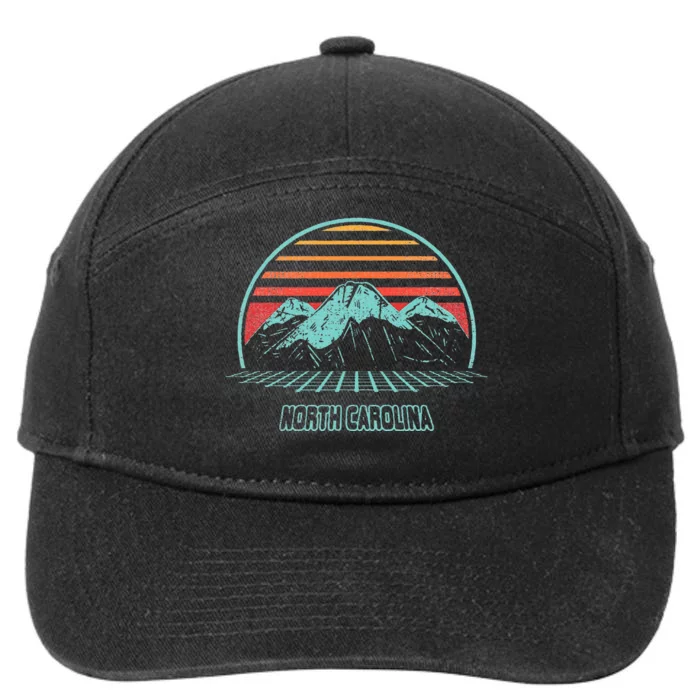 North Carolina Retro Mountain Hiking 80s Style 7-Panel Snapback Hat