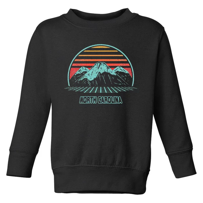 North Carolina Retro Mountain Hiking 80s Style Toddler Sweatshirt