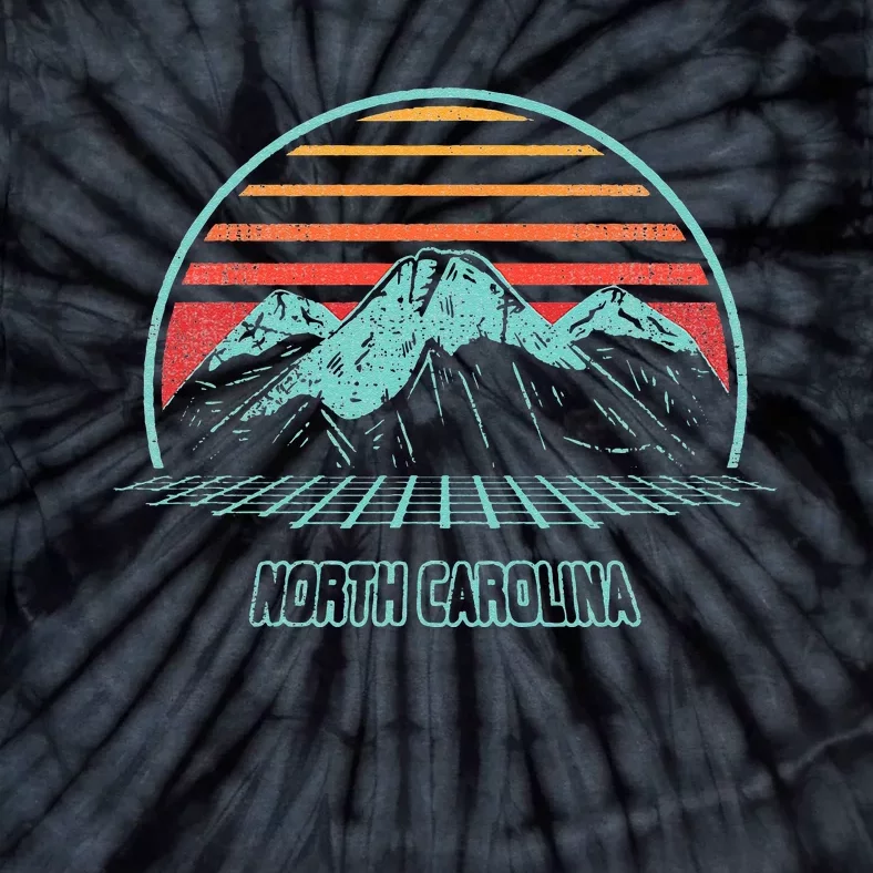 North Carolina Retro Mountain Hiking 80s Style Tie-Dye T-Shirt