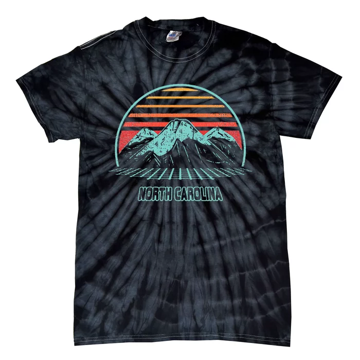 North Carolina Retro Mountain Hiking 80s Style Tie-Dye T-Shirt