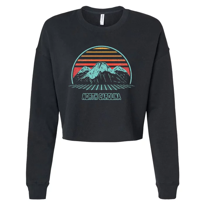 North Carolina Retro Mountain Hiking 80s Style Cropped Pullover Crew