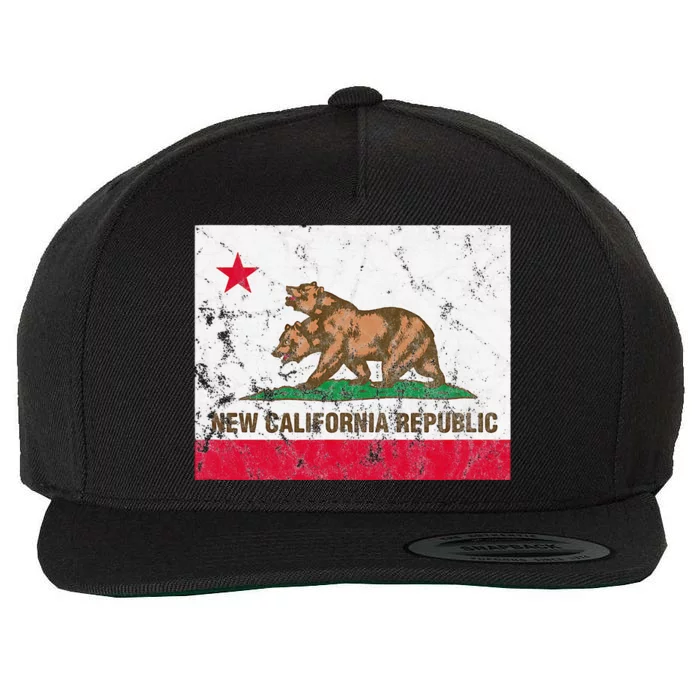 New California Republic Ncr Flag State Distressed Wool Snapback Cap