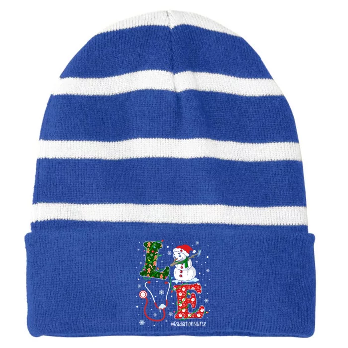 Nursing Christmas Santa Reindeer Love Radiology Nurse Life Cute Gift Striped Beanie with Solid Band