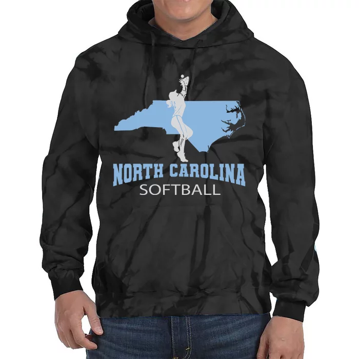 North Carolina Softball Girl The Tarheel State Tie Dye Hoodie