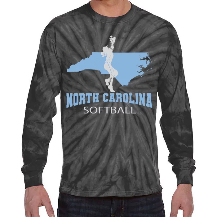 North Carolina Softball Girl The Tarheel State Tie-Dye Long Sleeve Shirt