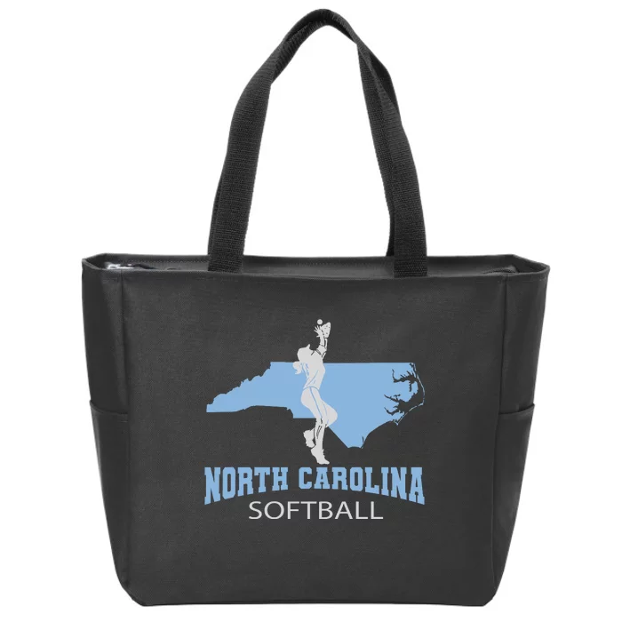 North Carolina Softball Girl The Tarheel State Zip Tote Bag