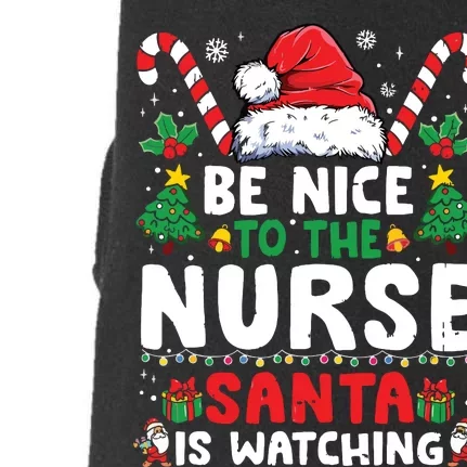 Nurse Christmas Shirts Be Nice To The Nurse Santa Is Watching Doggie 3-End Fleece Hoodie