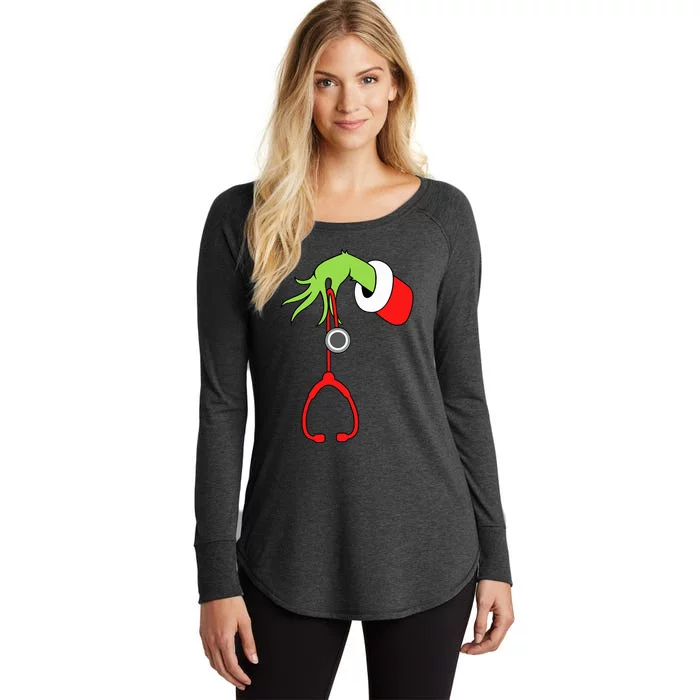 Nurse Christmas Stethoscope Nurses Pajamas PJs Women's Perfect Tri Tunic Long Sleeve Shirt