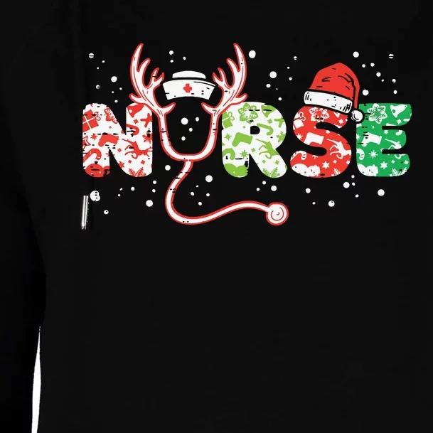 Nurse Christmas Stethoscope Nurses Xmas Scrub Top Women Womens Funnel Neck Pullover Hood