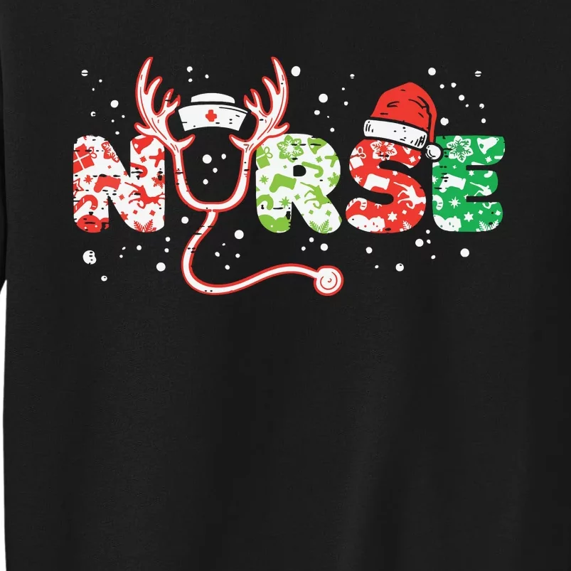 Nurse Christmas Stethoscope Nurses Xmas Scrub Top Women Sweatshirt