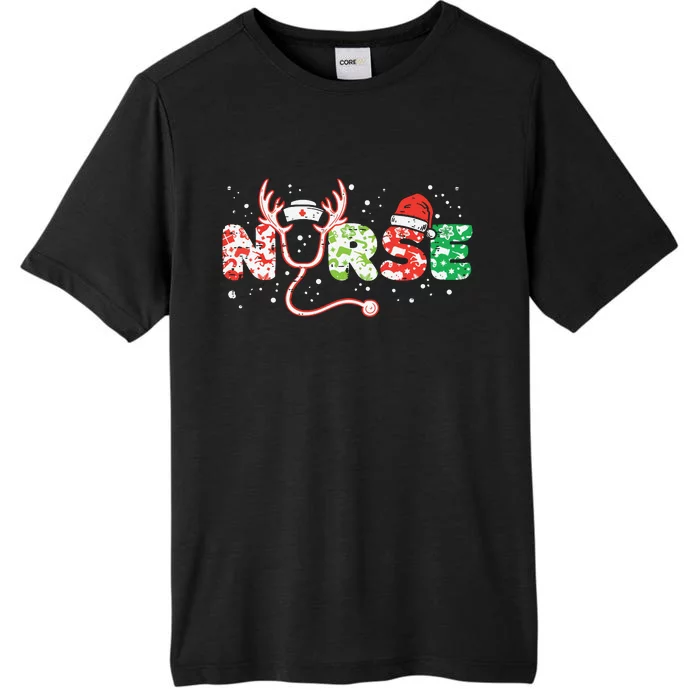 Nurse Christmas Stethoscope Nurses Xmas Scrub Top Women ChromaSoft Performance T-Shirt