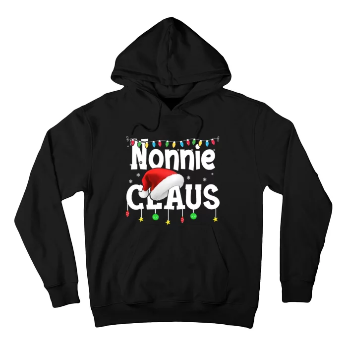 Nonnie Claus Shirt Santa Hat Matching Christmas Lights Family Group Hoodie