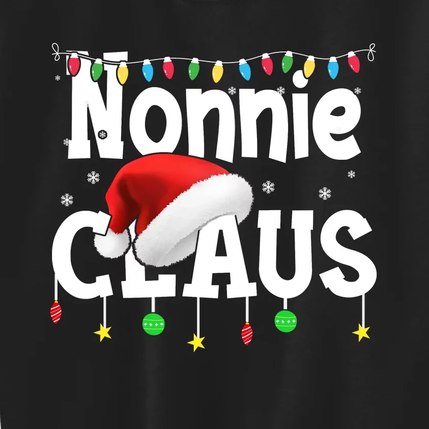 Nonnie Claus Shirt Santa Hat Matching Christmas Lights Family Group Kids Sweatshirt