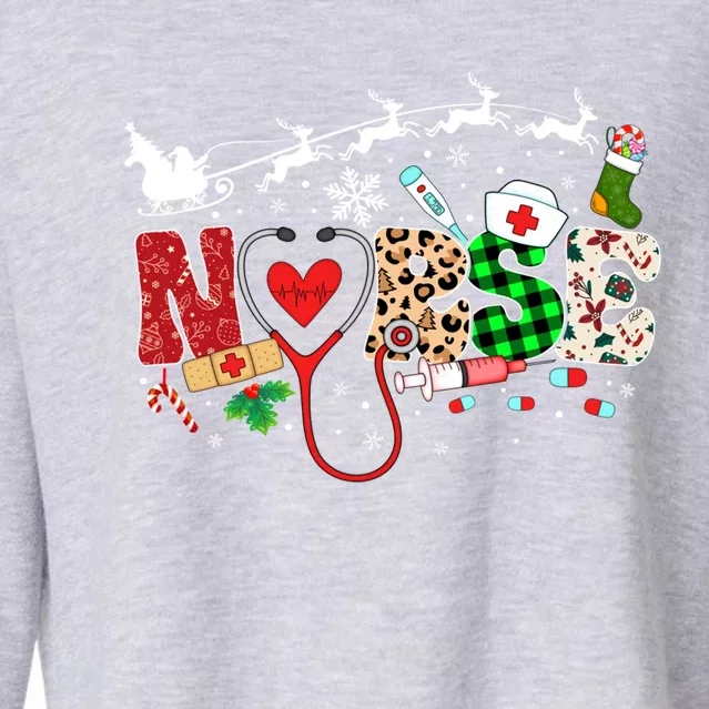 Nurse Christmas Stethoscope Nurses Pajamas Pjs Nursing Xmas Gift Cropped Pullover Crew