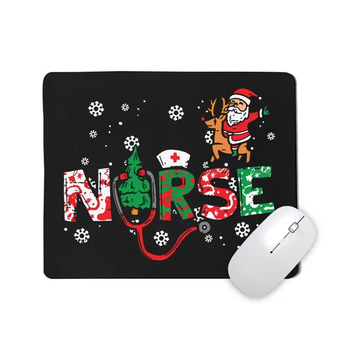 Nurse Christmas Santa Cute Xmas Winter Scrub Top Women Mousepad