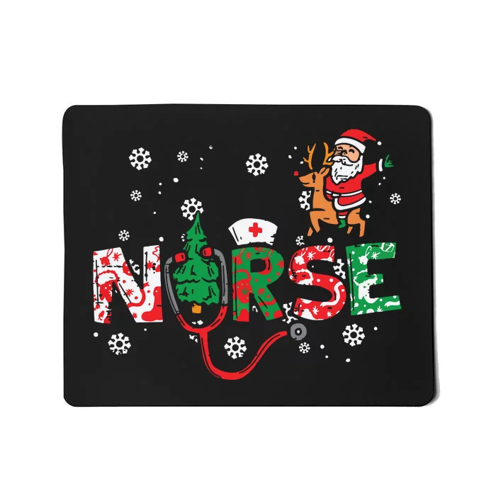 Nurse Christmas Santa Cute Xmas Winter Scrub Top Women Mousepad