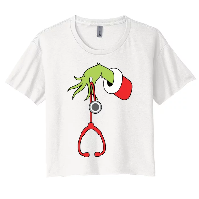 Nurse Christmas Stethoscope Nurses Xmas Pajamas Pjs Women Women's Crop Top Tee