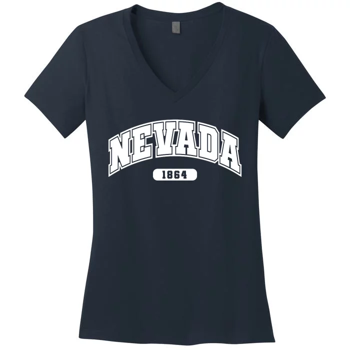 Nevada Collegiate Style 1864 Women's V-Neck T-Shirt