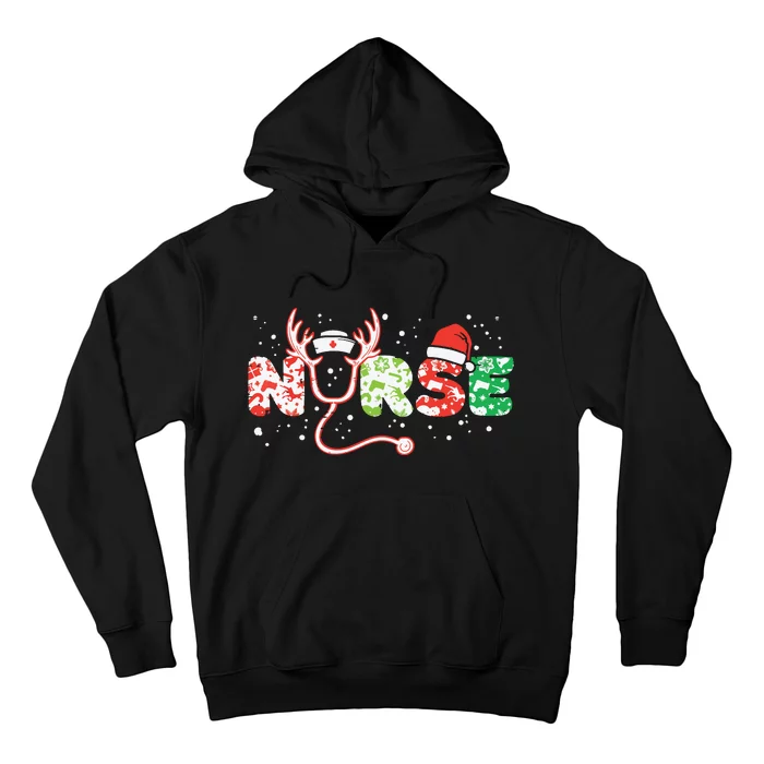 Nurse Christmas Stethoscope Nurses Xmas Scrub Top Women Hoodie