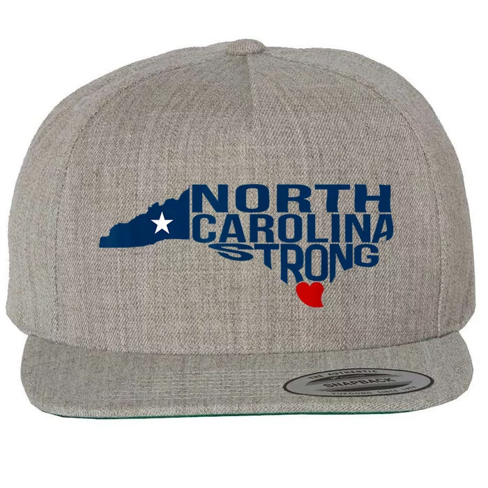 North Carolina Strong With Nc State And Love North Carolina Wool Snapback Cap