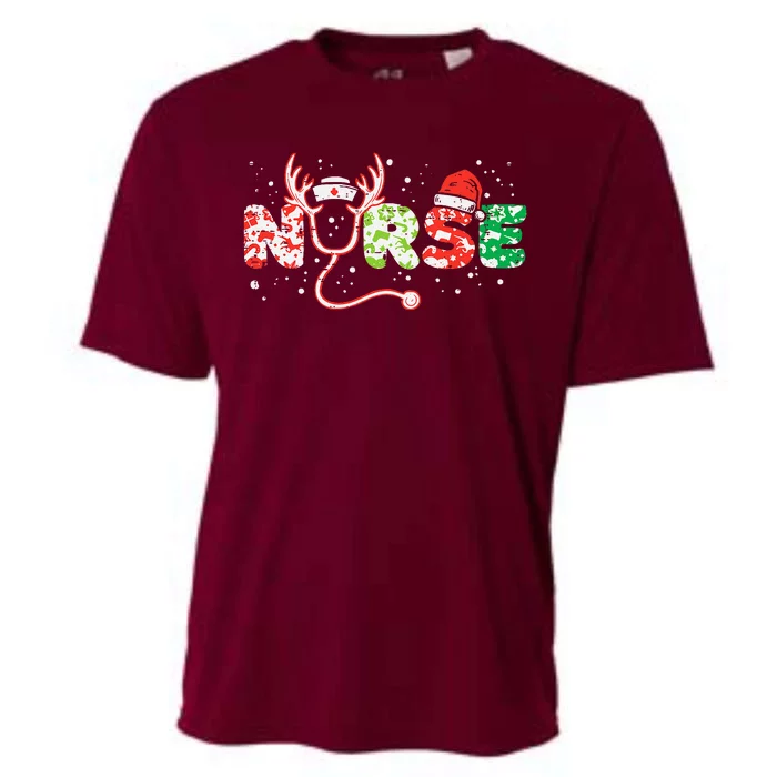 Nurse Christmas Stethoscope Nurses Xmas Scrub Top Cooling Performance Crew T-Shirt