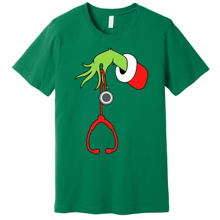 Nurse Christmas Stethoscope Nurses Xmas Pajamas Pjs Premium T-Shirt