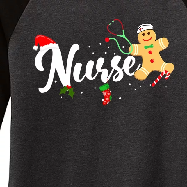 Nurse Christmas Stethoscope Nurses Xmas Scrub Top Women's Tri-Blend 3/4-Sleeve Raglan Shirt