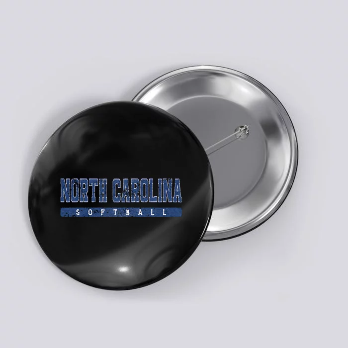 North Carolina Softball Blue Vintage Text Button