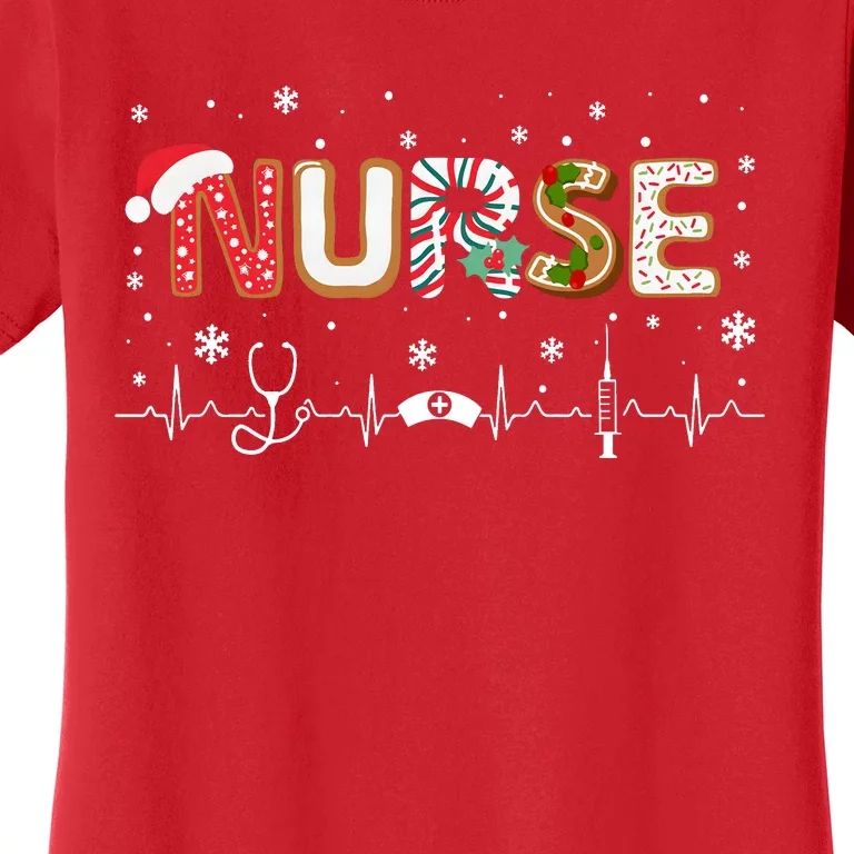 Nurse Christmas Stethoscope Xmas Holiday Season Women's T-Shirt