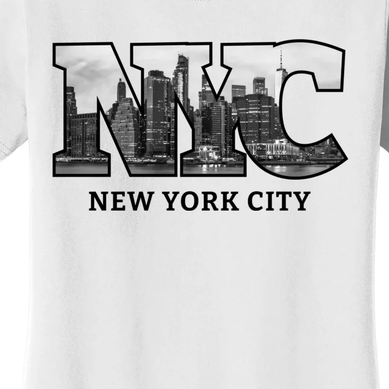 Nyc City Skyline Of Downtown New York City New York Women's T-Shirt