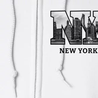 Nyc City Skyline Of Downtown New York City New York Full Zip Hoodie