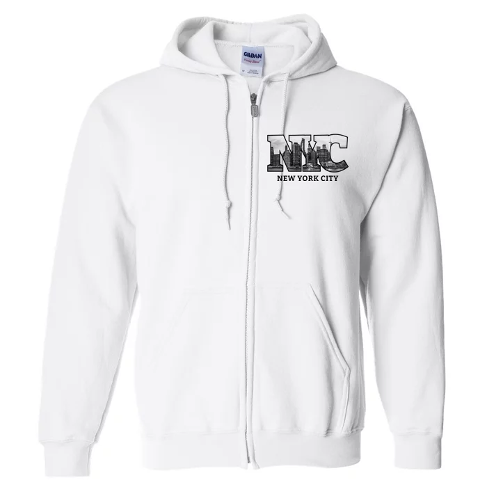 Nyc City Skyline Of Downtown New York City New York Full Zip Hoodie