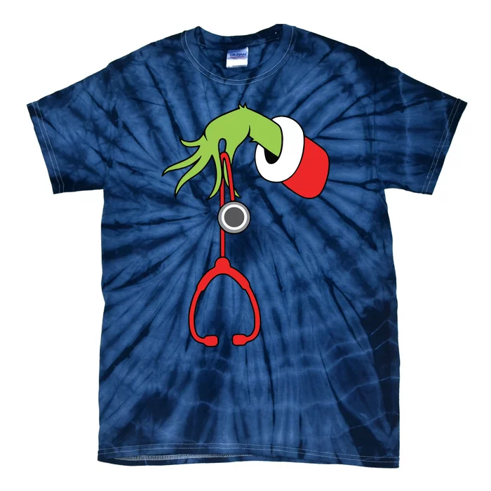 Nurse Christmas Stethoscope Nurses Xmas Pajamas Pjs Women Tie-Dye T-Shirt