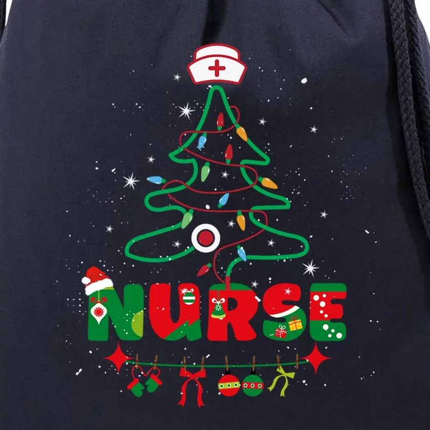 Nurse Christmas Stethoscope Tree Nurses Xmas Pajamas Meaningful Gift Drawstring Bag