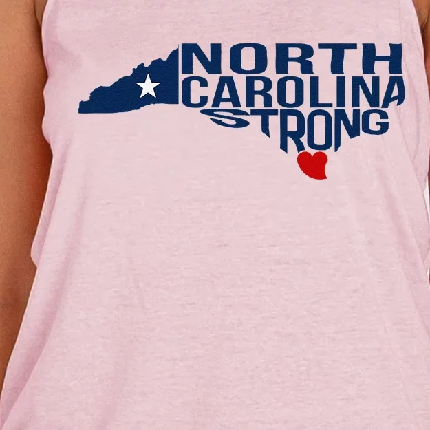 North Carolina Strong With Nc State And Love North Carolina Women's Knotted Racerback Tank