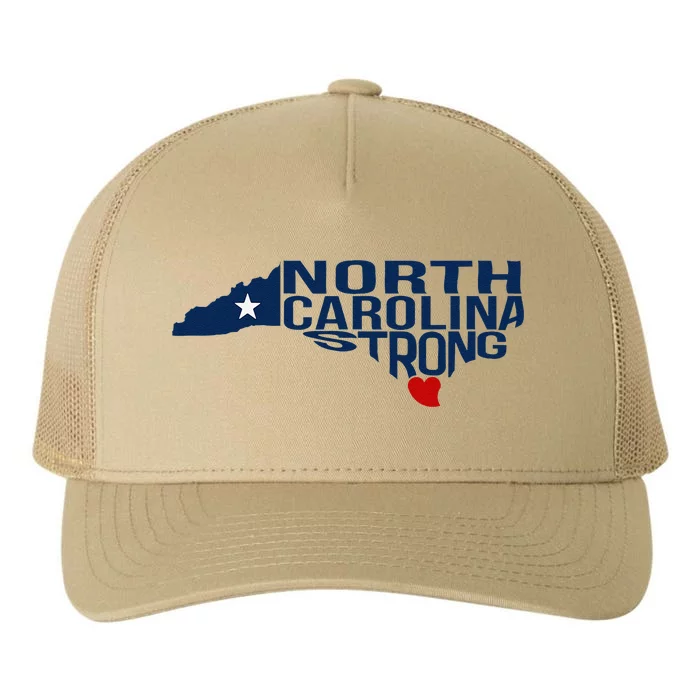 North Carolina Strong With Nc State And Love North Carolina Yupoong Adult 5-Panel Trucker Hat