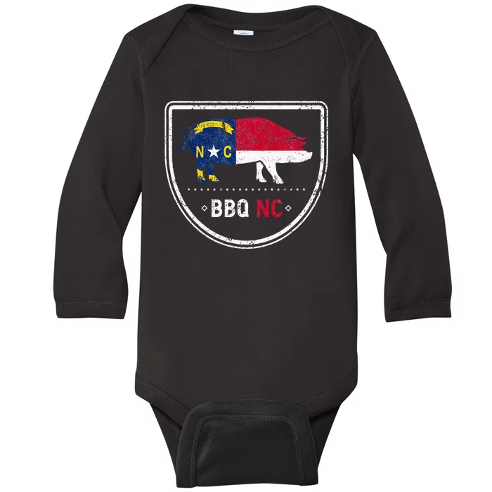 North Carolina State Flag BBQ NC Baby Long Sleeve Bodysuit