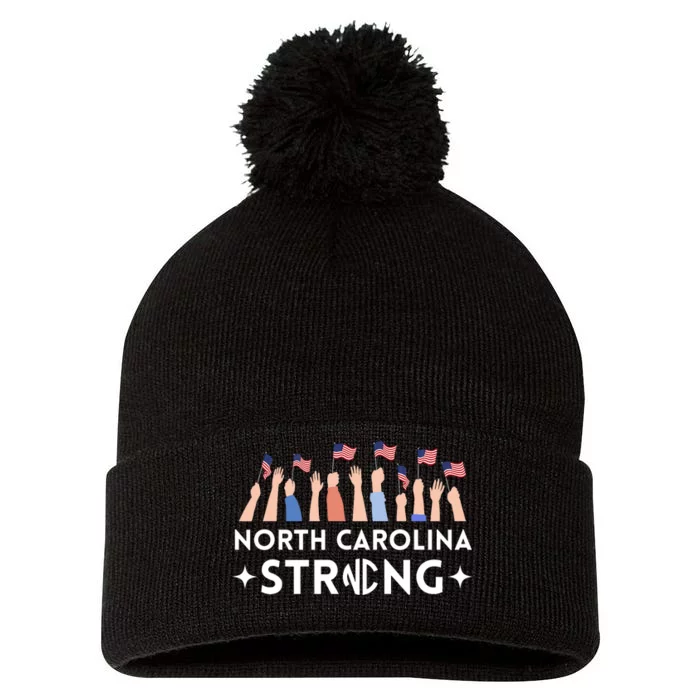 North Carolina Strong Support Nc Flag Pom Pom 12in Knit Beanie