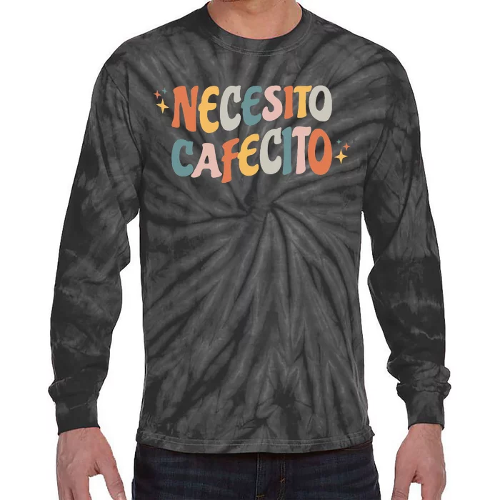 Necesito Cafecito Spanish Coffee Tie-Dye Long Sleeve Shirt