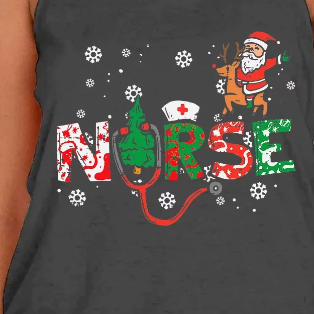 Nurse Christmas Santa Cute Xmas Winter Women's Knotted Racerback Tank