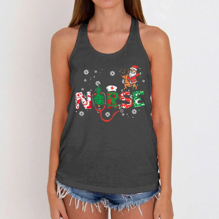 Nurse Christmas Santa Cute Xmas Winter Women's Knotted Racerback Tank