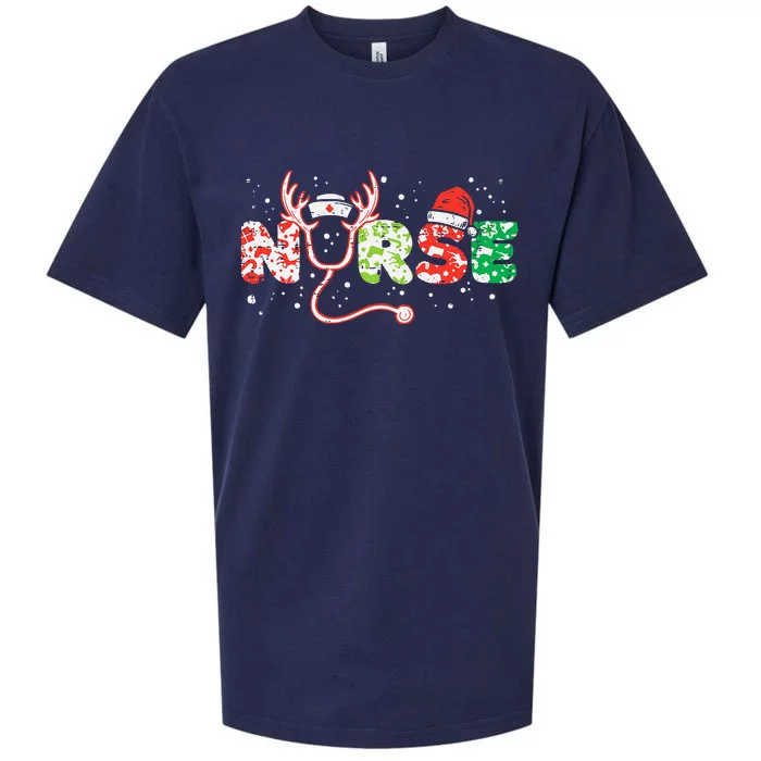 Nurse Christmas Stethoscope Nurses Xmas Sueded Cloud Jersey T-Shirt