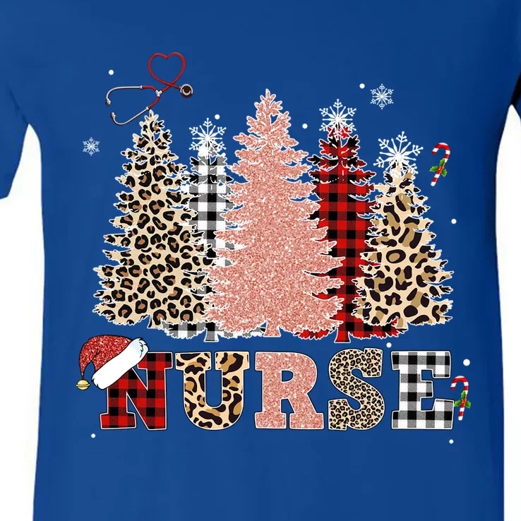 Nurse Christmas Stethoscope Nurses Xmas Scrub Top Great Gift V-Neck T-Shirt