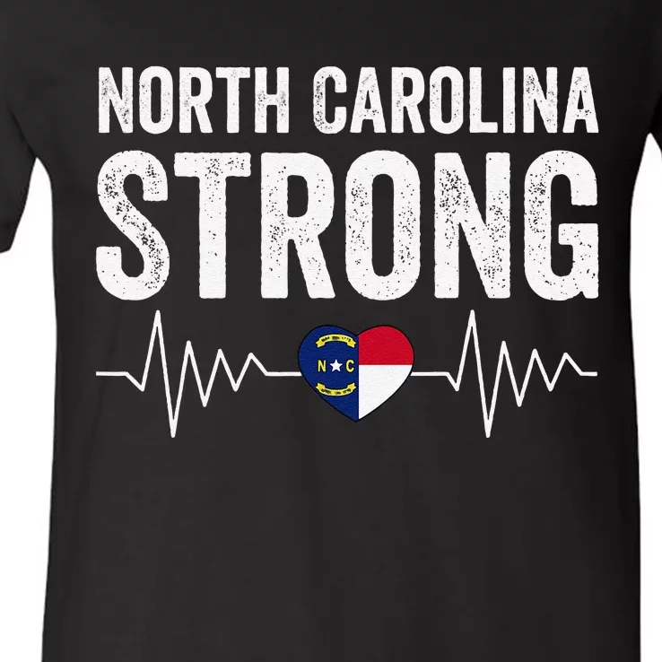 North Carolina Strong With Nc State And Love North Carolina V-Neck T-Shirt